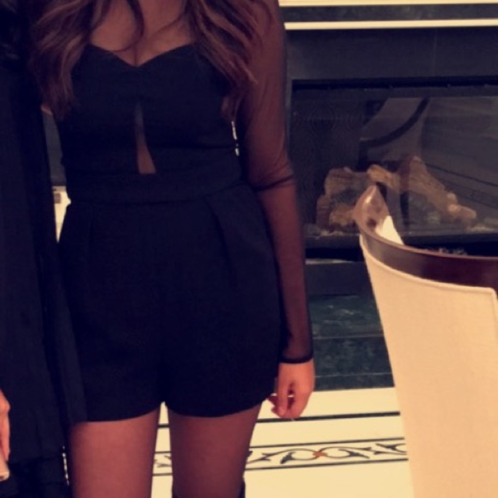 BCBG Mesh Romper -Black